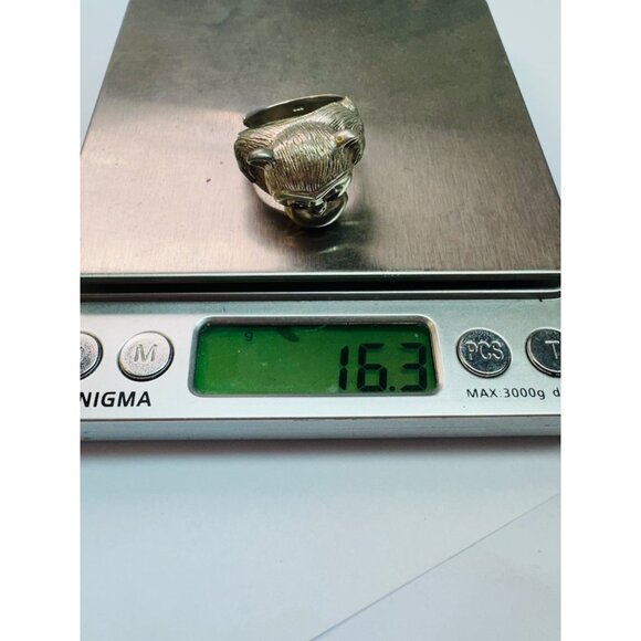 Estate Sterling Silver 925 3D Monkey Ring Black Onyx Eyes Adjustable Size 10 - Picture 10 of 10